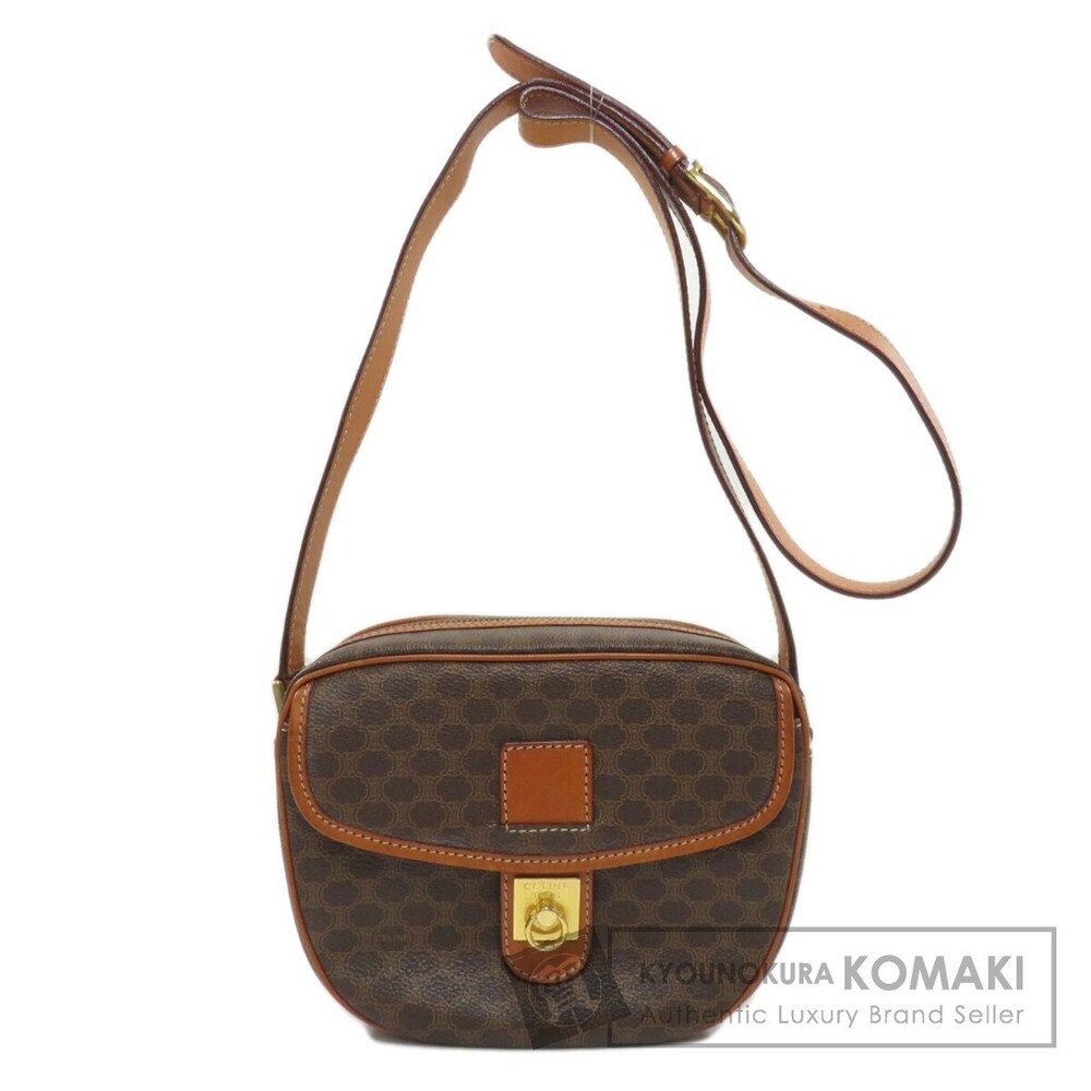 Celine Macadam Leather Brown Shoulder Bag